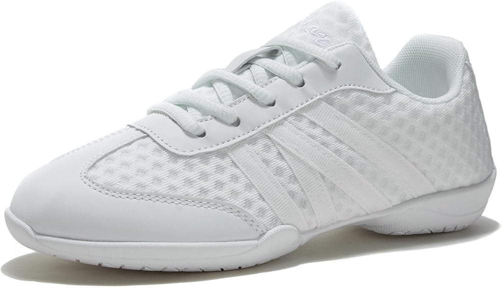 White Cheer Shoes for Girls Womens Cheer Shoes Youth Girls Cheerleading Shoes Competition Gear Dance Tennis Sports Training Athletic Comfortable Flats Breathable Soft Kids Cheer Sneakers