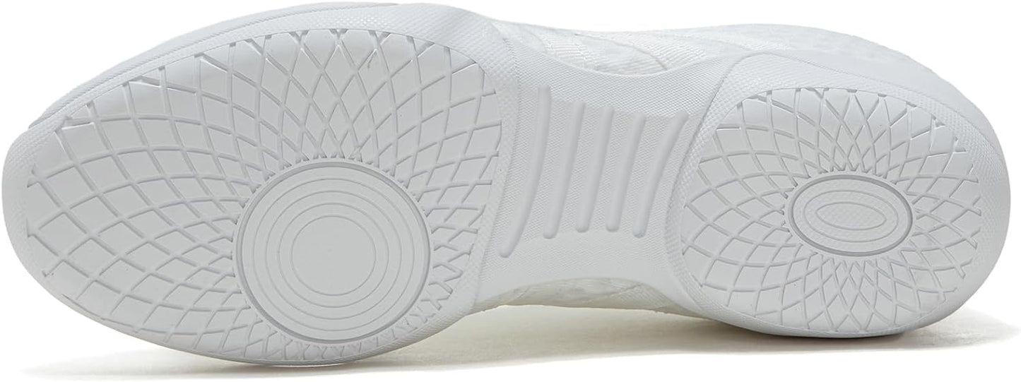 White Cheer Shoes for Girls Womens Cheer Shoes Youth Girls Cheerleading Shoes Competition Gear Dance Tennis Sports Training Athletic Comfortable Flats Breathable Soft Kids Cheer Sneakers