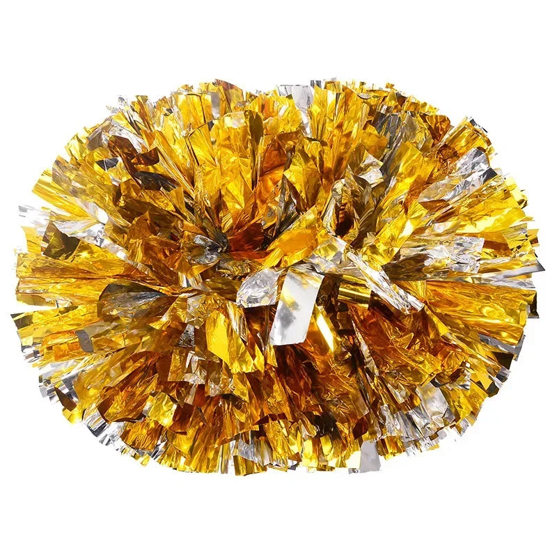 DRX Cheer( 6 pair) Cheerleading Pom Poms with Handle 14 Inch Cheer Balls Big Gold Silver Red Yellow Blue Hand Dance Pompoms Accessories for Women Kids