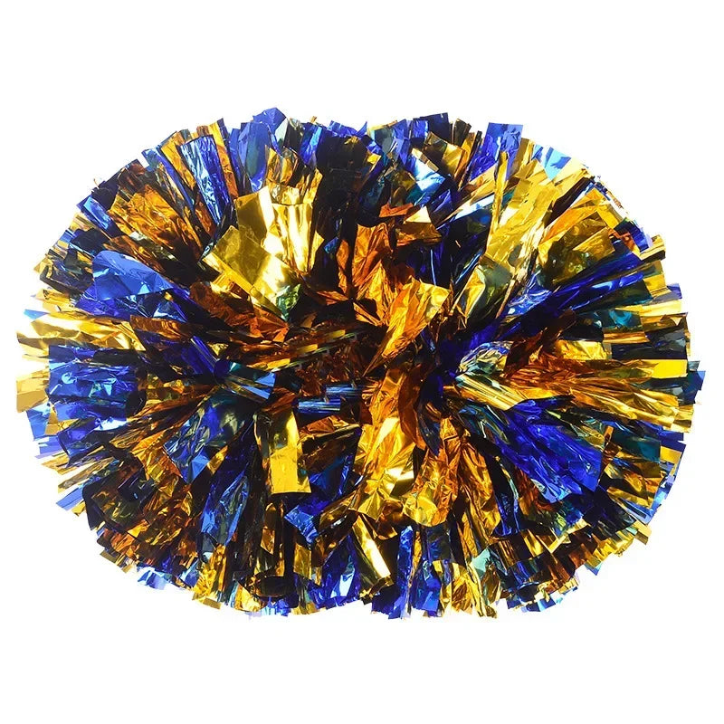 DRX Cheer( 6 pair) Cheerleading Pom Poms with Handle 14 Inch Cheer Balls Big Gold Silver Red Yellow Blue Hand Dance Pompoms Accessories for Women Kids