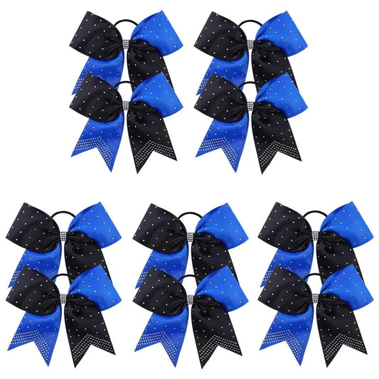 DRX Cheer( 6 pair)  set New 8" Cheer Bow For Women Girls Grosgrain Ribbon Hair Rope Hair Ties Elastic Rubber Band Girl Pigtail Holder