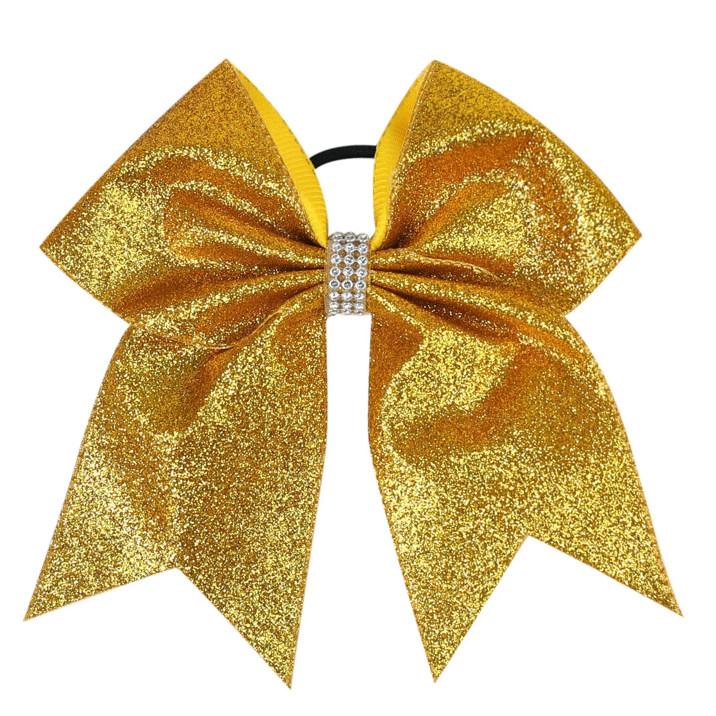 12PCS 7" Girls Large Bling Cheerleading Glitter Hair Bow Elastic Hair Bands Ponytail Holder Hair Ties Women Diamond Hair Accessorie