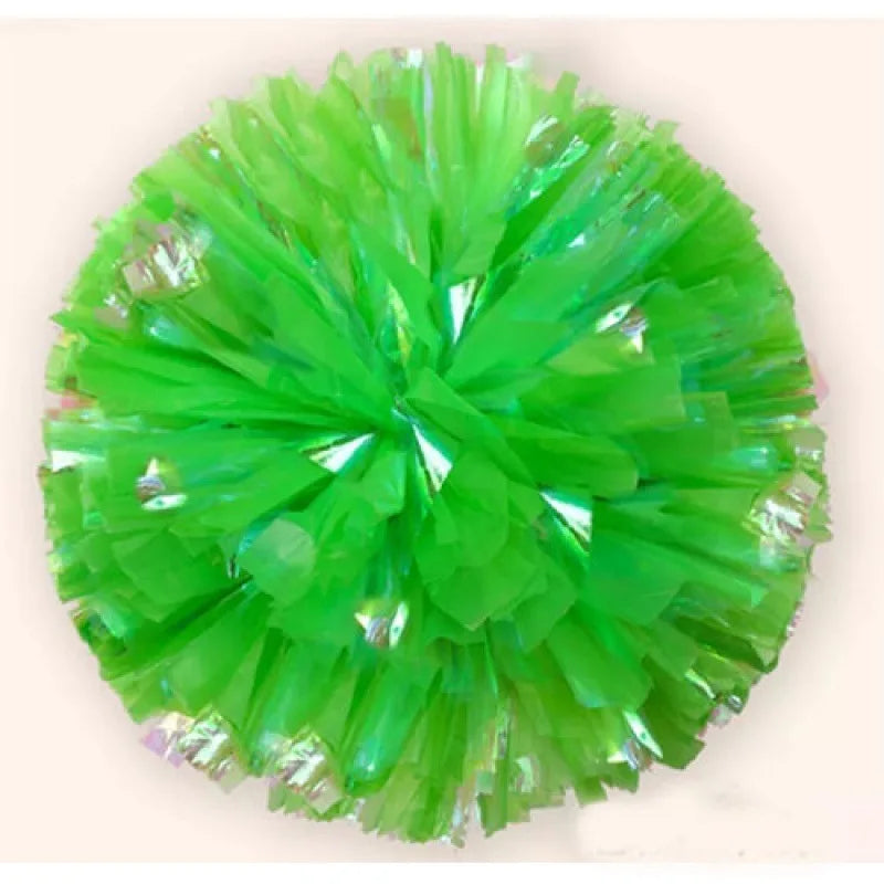 12PC Plastic Handle Metallic Shine Streamer Pompoms Cheerleading Cheering Pom Pom Ball Cheering Dance Decorator Club Sport Supply