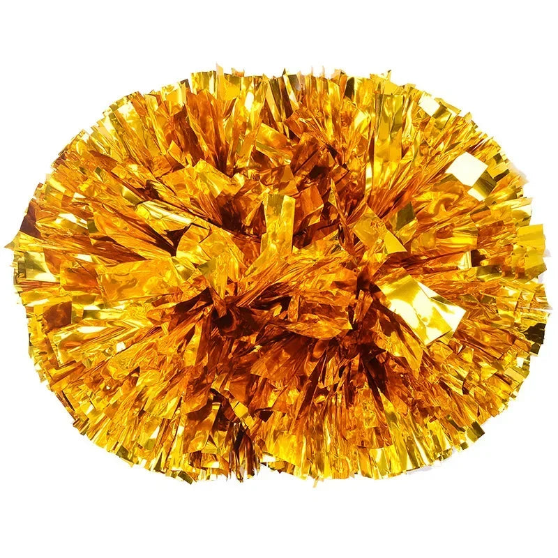 DRX Cheer( 6 pair) Cheerleading Pom Poms with Handle 14 Inch Cheer Balls Big Gold Silver Red Yellow Blue Hand Dance Pompoms Accessories for Women Kids