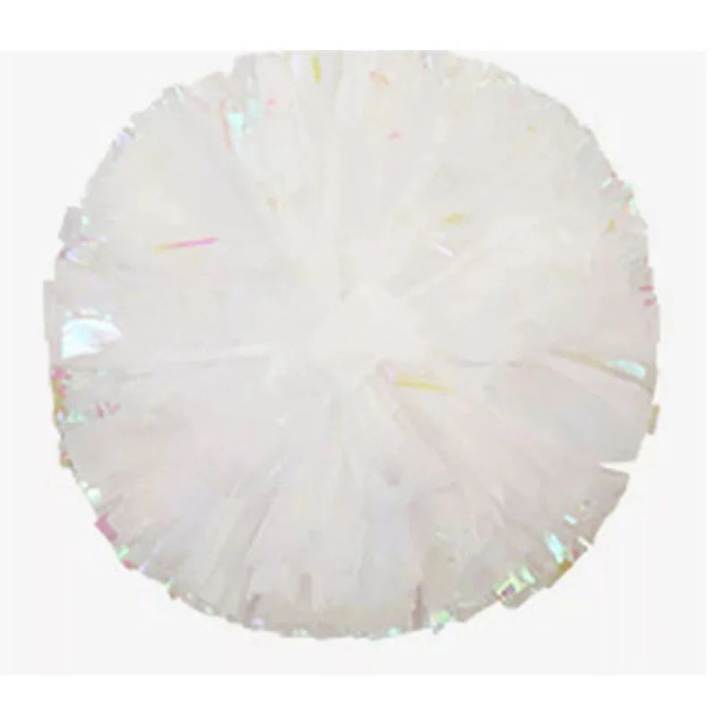 12PC Plastic Handle Metallic Shine Streamer Pompoms Cheerleading Cheering Pom Pom Ball Cheering Dance Decorator Club Sport Supply