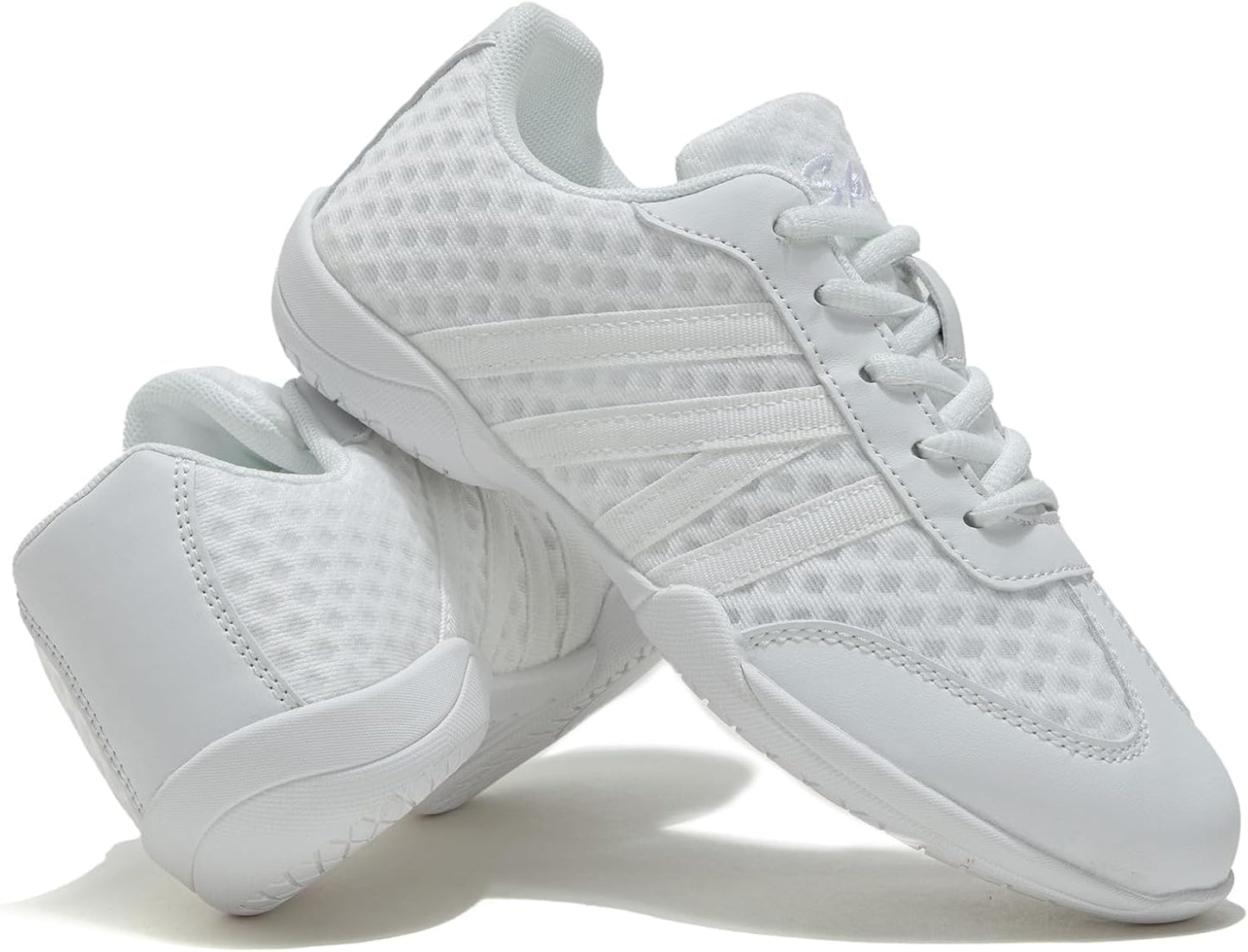 White Cheer Shoes for Girls Womens Cheer Shoes Youth Girls Cheerleading Shoes Competition Gear Dance Tennis Sports Training Athletic Comfortable Flats Breathable Soft Kids Cheer Sneakers