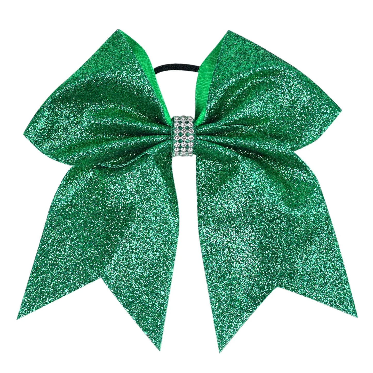 12PCS 7" Girls Large Bling Cheerleading Glitter Hair Bow Elastic Hair Bands Ponytail Holder Hair Ties Women Diamond Hair Accessorie