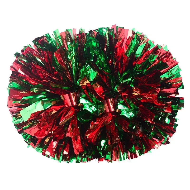 12pc Cheerleading Pom Poms with Handle Cheer Balls Big Gold Silver Red Yellow Blue Hand Dance Pompoms Accessories for Women Kids