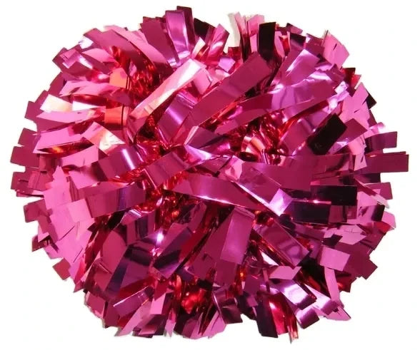 12PIECE,cheerleader Baton Handle Pom Pom Pom Metallic Pink Holographic with Silver Holographic