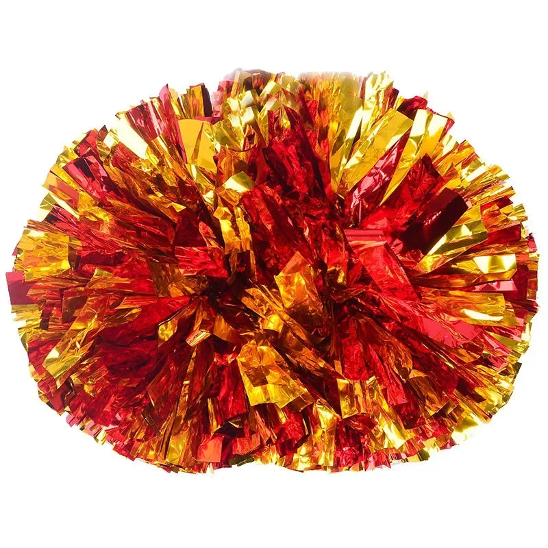 12pc Cheerleading Pom Poms with Handle Cheer Balls Big Gold Silver Red Yellow Blue Hand Dance Pompoms Accessories for Women Kids