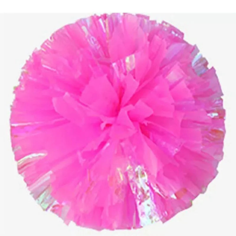 12PC Plastic Handle Metallic Shine Streamer Pompoms Cheerleading Cheering Pom Pom Ball Cheering Dance Decorator Club Sport Supply