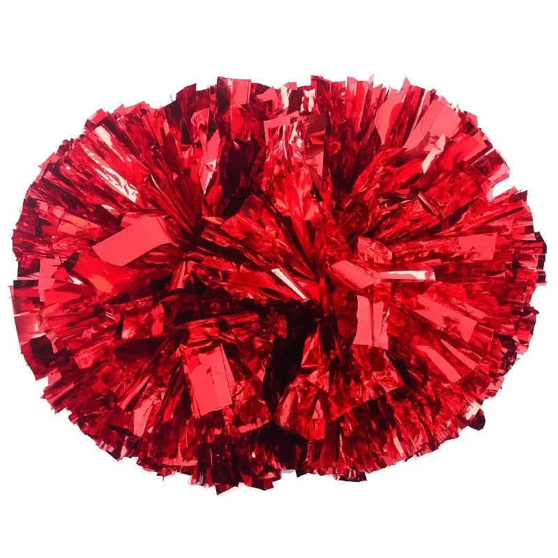 12pc Cheerleading Pom Poms with Handle Cheer Balls Big Gold Silver Red Yellow Blue Hand Dance Pompoms Accessories for Women Kids