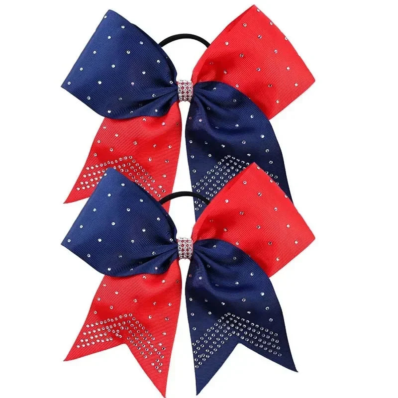 Oaoleer 12Pcs/set New 8" Cheer Bow For Women Girls Grosgrain Ribbon Hair Rope Hair Ties Elastic Rubber Band Girl Pigtail Holder