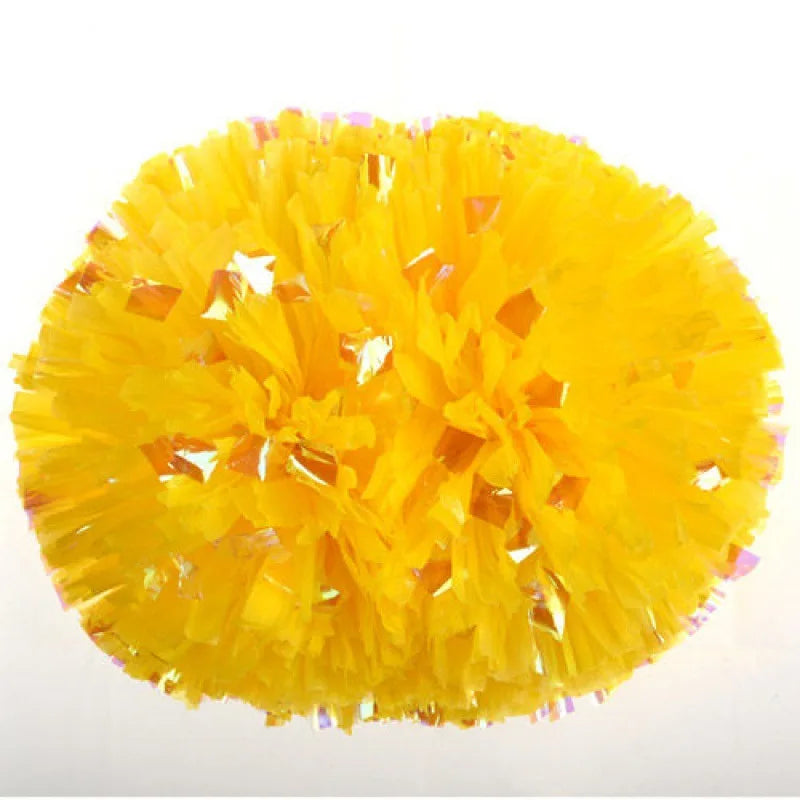 12PC Plastic Handle Metallic Shine Streamer Pompoms Cheerleading Cheering Pom Pom Ball Cheering Dance Decorator Club Sport Supply