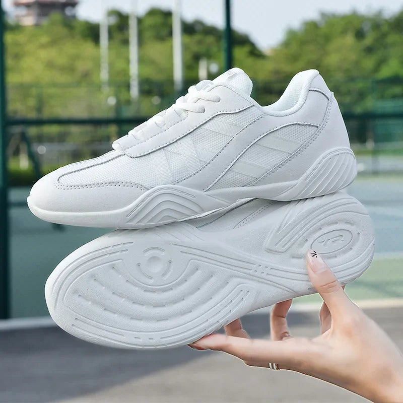 Breathable Sneakers Mesh Dance Shoe Fitness Athletic Aerobics Shoes Cheerleading Training Shoe Women white Running Shoes