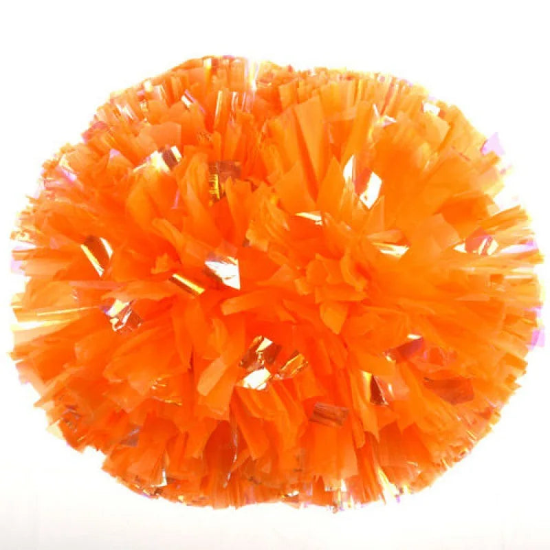 12PC Plastic Handle Metallic Shine Streamer Pompoms Cheerleading Cheering Pom Pom Ball Cheering Dance Decorator Club Sport Supply