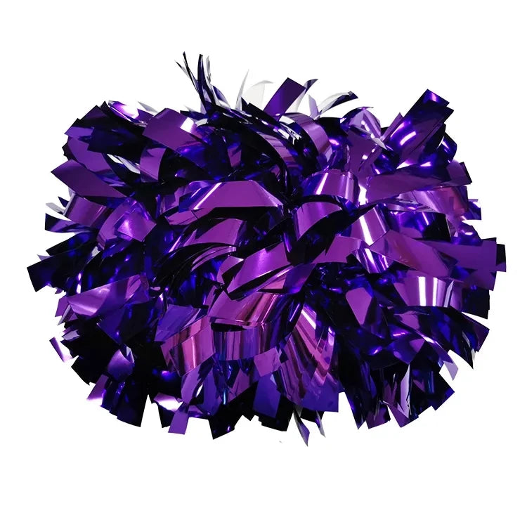 12PIECE,cheerleader Baton Handle Pom Pom Pom Metallic Pink Holographic with Silver Holographic