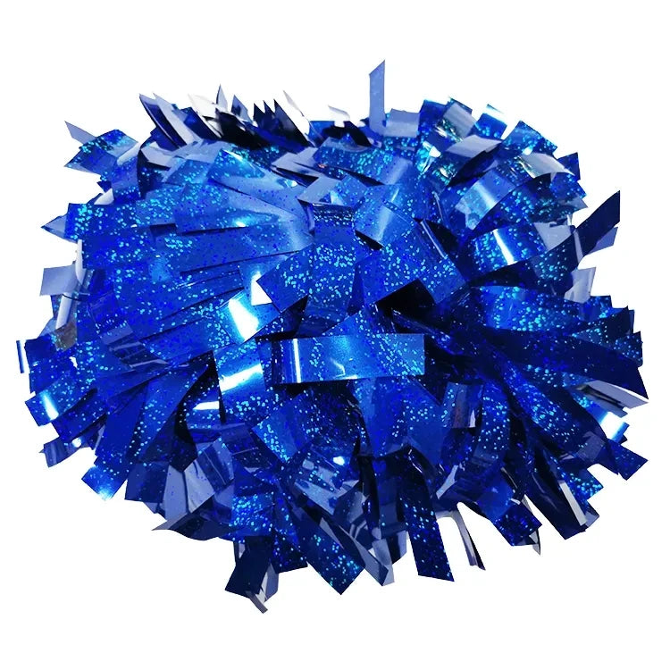 12PIECE,cheerleader Baton Handle Pom Pom Pom Metallic Pink Holographic with Silver Holographic