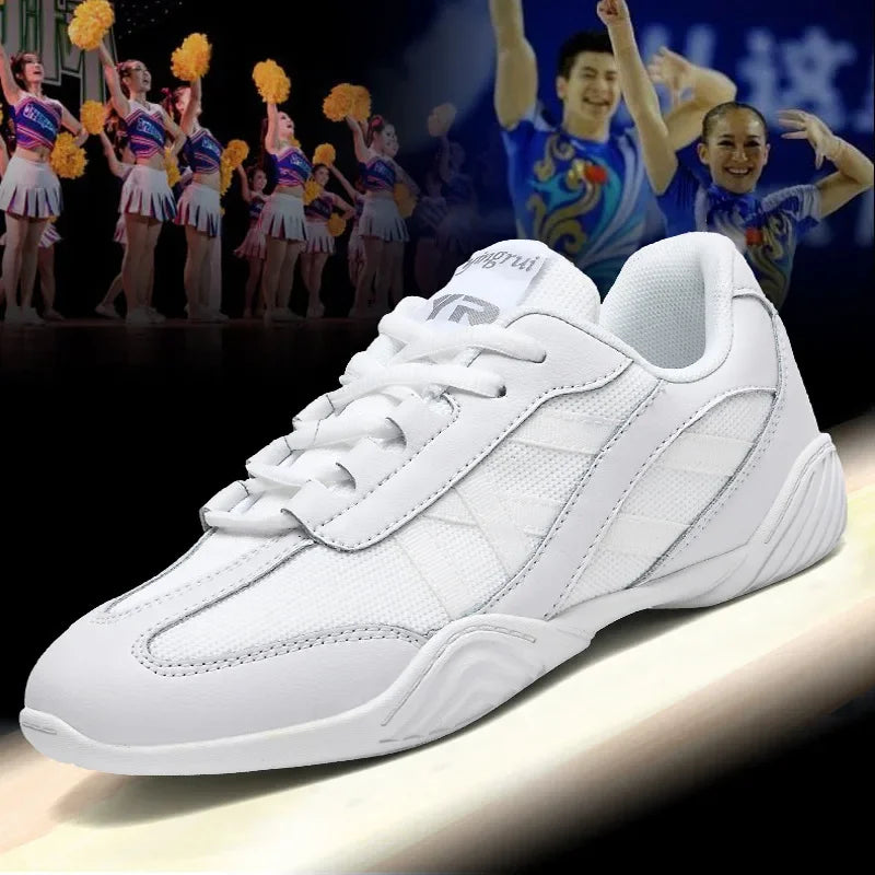 Breathable Sneakers Mesh Dance Shoe Fitness Athletic Aerobics Shoes Cheerleading Training Shoe Women white Running Shoes