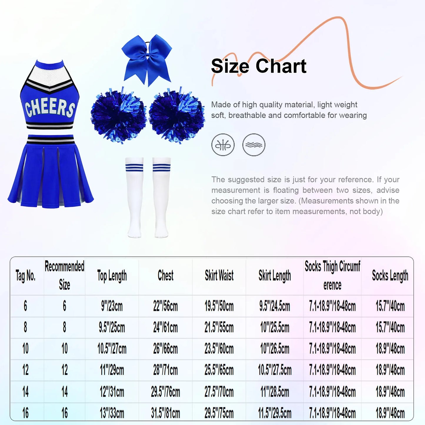 Girls Cheerleader Uniform Dance Costume Halter Mesh Patchwork Cheers Print Crop Top with Pleated Skirt Pompoms Cheerleading Suit