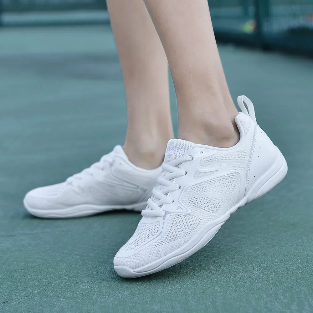 ARKKG Girls Cheerleading Shoes Kids Dance Shoes Competitive Aerobics Shoes Fitness Shoes Women's White Jazz Sports Tennis Shoes