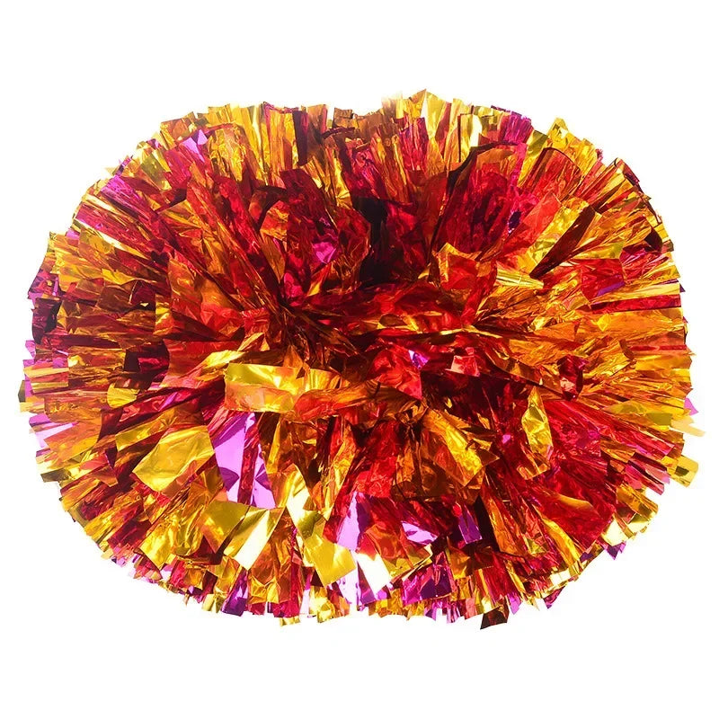 12pc Cheerleading Pom Poms with Handle Cheer Balls Big Gold Silver Red Yellow Blue Hand Dance Pompoms Accessories for Women Kids