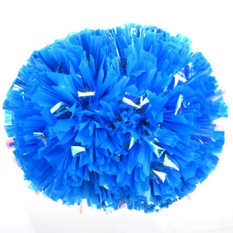 12PC Plastic Handle Metallic Shine Streamer Pompoms Cheerleading Cheering Pom Pom Ball Cheering Dance Decorator Club Sport Supply