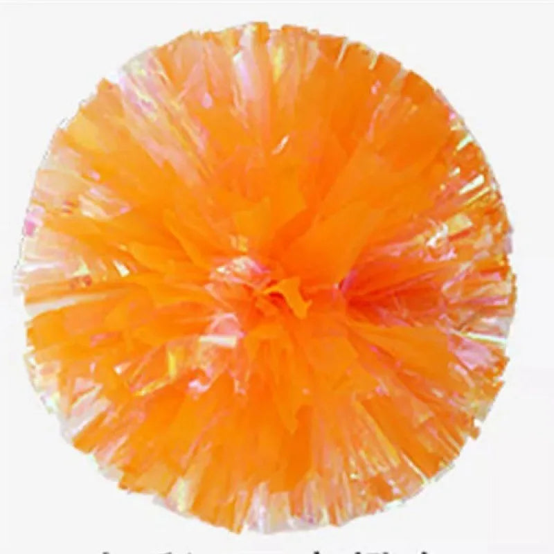 12PC Plastic Handle Metallic Shine Streamer Pompoms Cheerleading Cheering Pom Pom Ball Cheering Dance Decorator Club Sport Supply