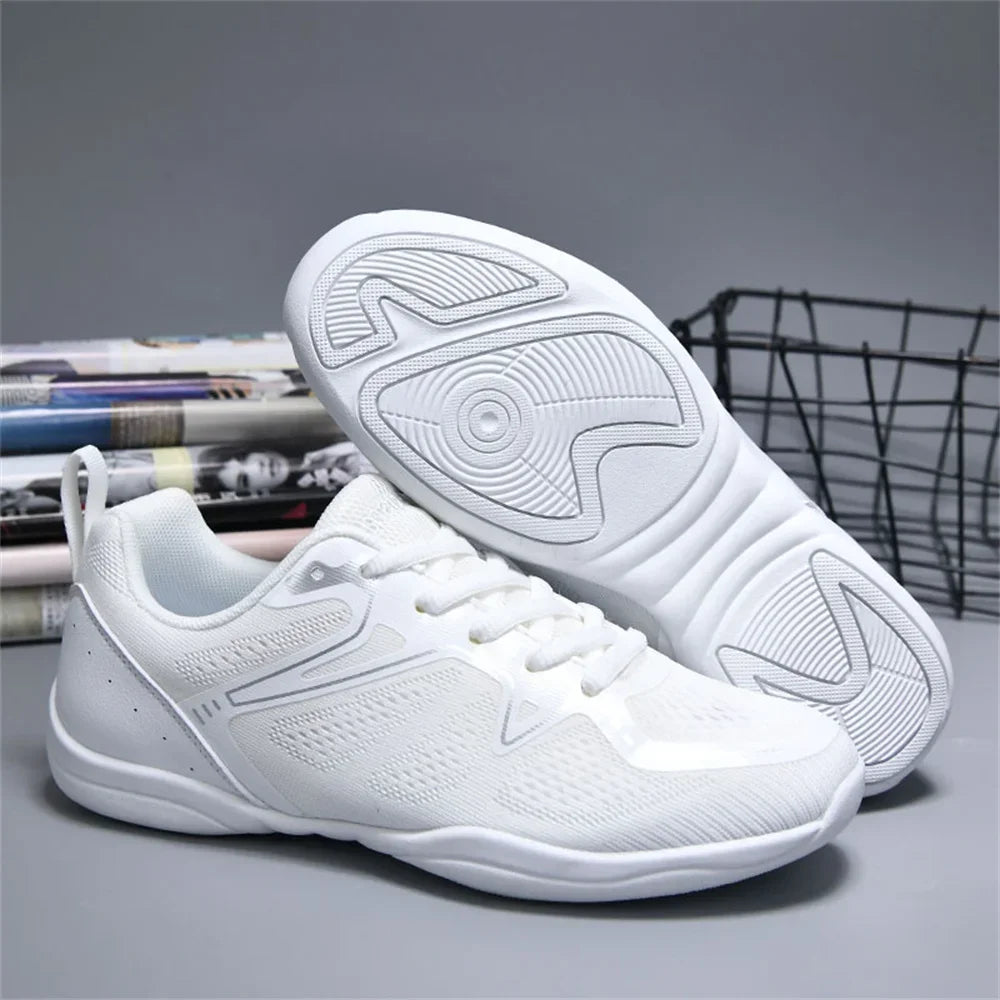 ARKKG Girls Cheerleading Shoes Kids Dance Shoes Competitive Aerobics Shoes Fitness Shoes Women's White Jazz Sports Tennis Shoes