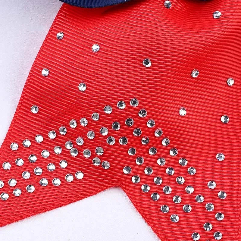 Oaoleer 12Pcs/set New 8" Cheer Bow For Women Girls Grosgrain Ribbon Hair Rope Hair Ties Elastic Rubber Band Girl Pigtail Holder