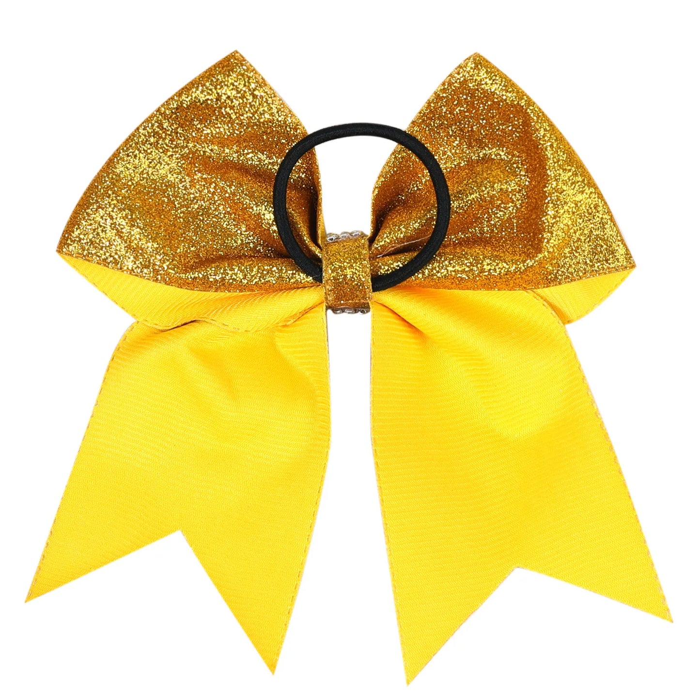 12PCS 7" Girls Large Bling Cheerleading Glitter Hair Bow Elastic Hair Bands Ponytail Holder Hair Ties Women Diamond Hair Accessorie