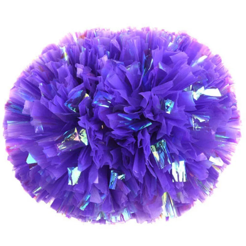 12PC Plastic Handle Metallic Shine Streamer Pompoms Cheerleading Cheering Pom Pom Ball Cheering Dance Decorator Club Sport Supply
