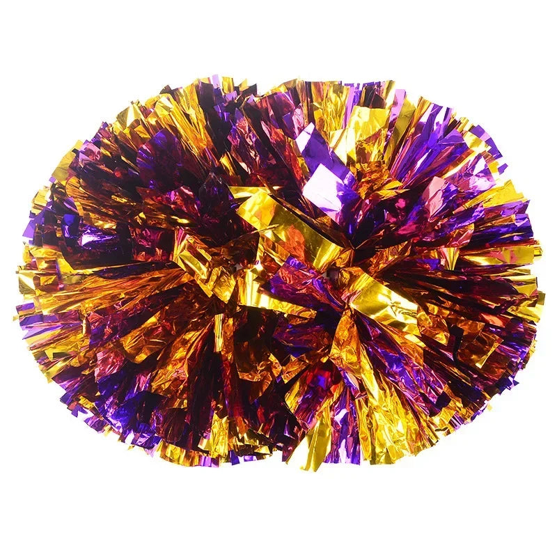 12pc Cheerleading Pom Poms with Handle Cheer Balls Big Gold Silver Red Yellow Blue Hand Dance Pompoms Accessories for Women Kids