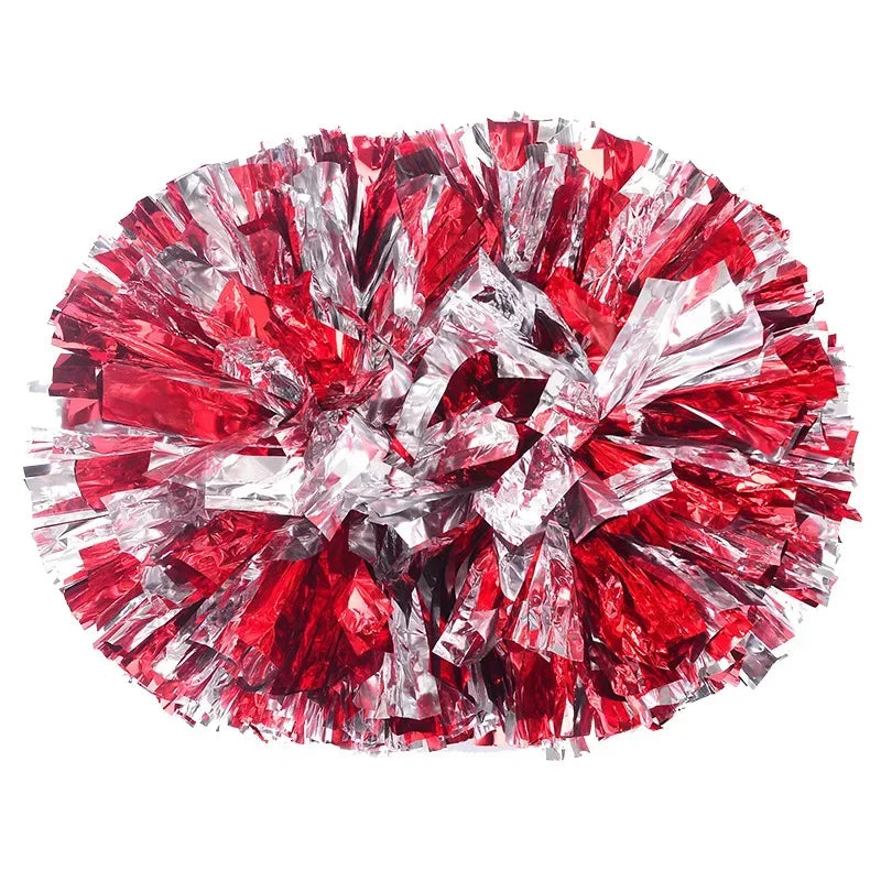 12pc Cheerleading Pom Poms with Handle Cheer Balls Big Gold Silver Red Yellow Blue Hand Dance Pompoms Accessories for Women Kids