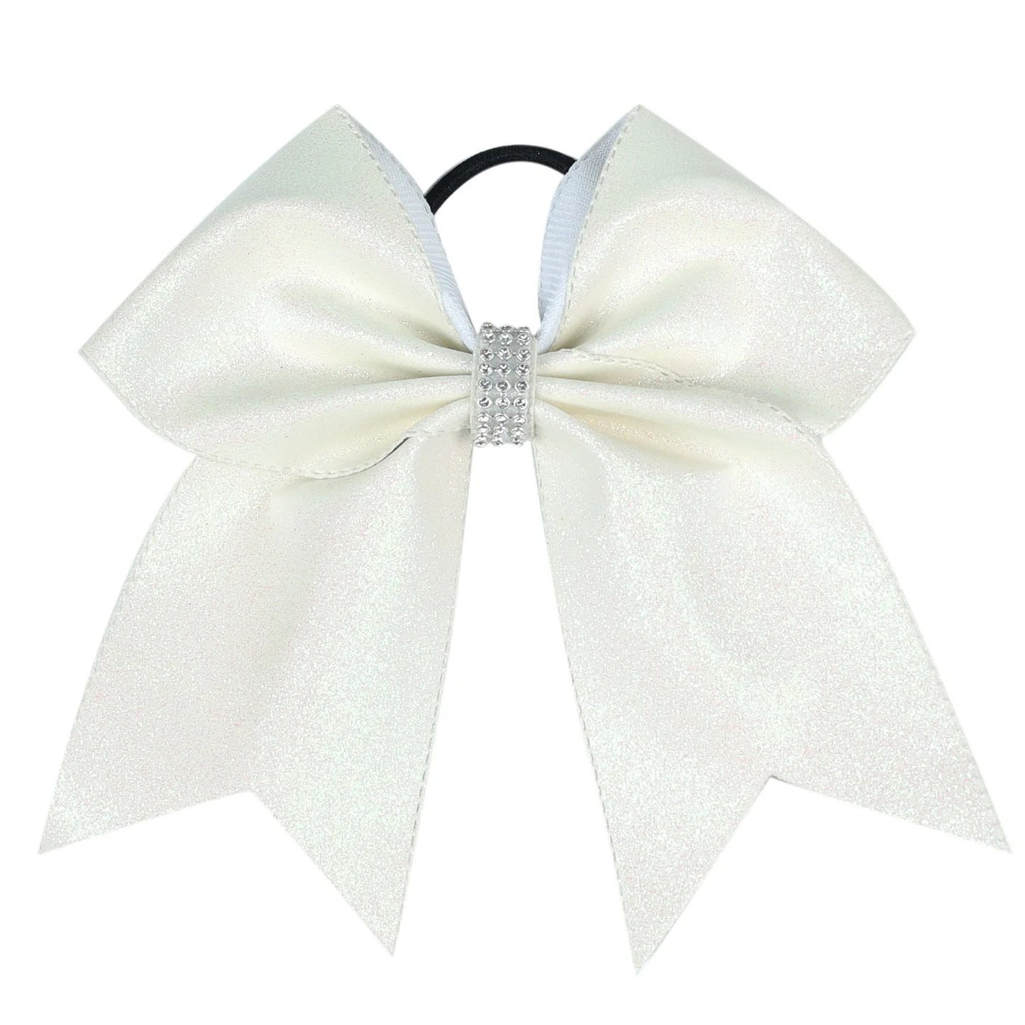 12PCS 7" Girls Large Bling Cheerleading Glitter Hair Bow Elastic Hair Bands Ponytail Holder Hair Ties Women Diamond Hair Accessorie