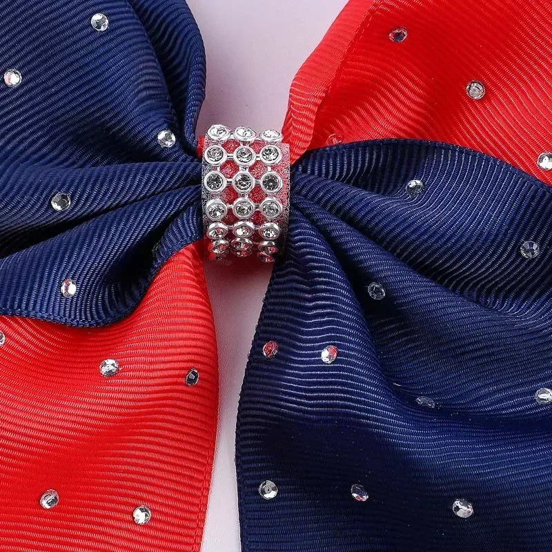 Oaoleer 12Pcs/set New 8" Cheer Bow For Women Girls Grosgrain Ribbon Hair Rope Hair Ties Elastic Rubber Band Girl Pigtail Holder